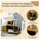 PawHut Litter Box Enclosure with Cat Tree Tower, Hammock, Cushion
