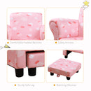 HOMCOM Cute Cloud Star Child Armchair Seat Wood Frame w/ Footrest Padding Pink