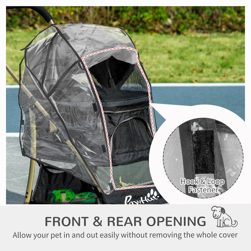 PawHut Detachable Pet Stroller with Rain Cover for Small and Tiny Dogs, Black