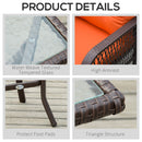 Outsunny 3 Pieces Patio Rattan Bistro Set with Tempered Glass Table Orange