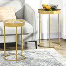 HOMCOM Nesting Coffee Tables Set Of 2 Modern Gold End Tables Home Office