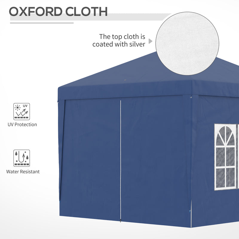 Outsunny 3mx3m Pop Up Gazebo Party Tent Canopy Marquee with Storage Bag Blue