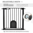 PawHut 75-82 cm Pet Safety Gate Pressure Fit Stair w/ Small Door Double Locking