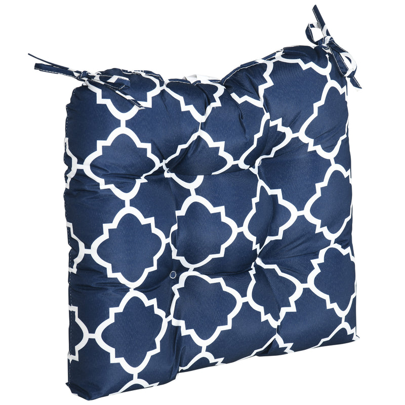 Outsunny Set of 2 Chair Cushions Seat Pads w/ Ties Blue for Garden Chairs Blue