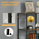 HOMCOM Industrial Storage Cabinet with 2 Shelves 3 Fabric Drawers Rustic Brown