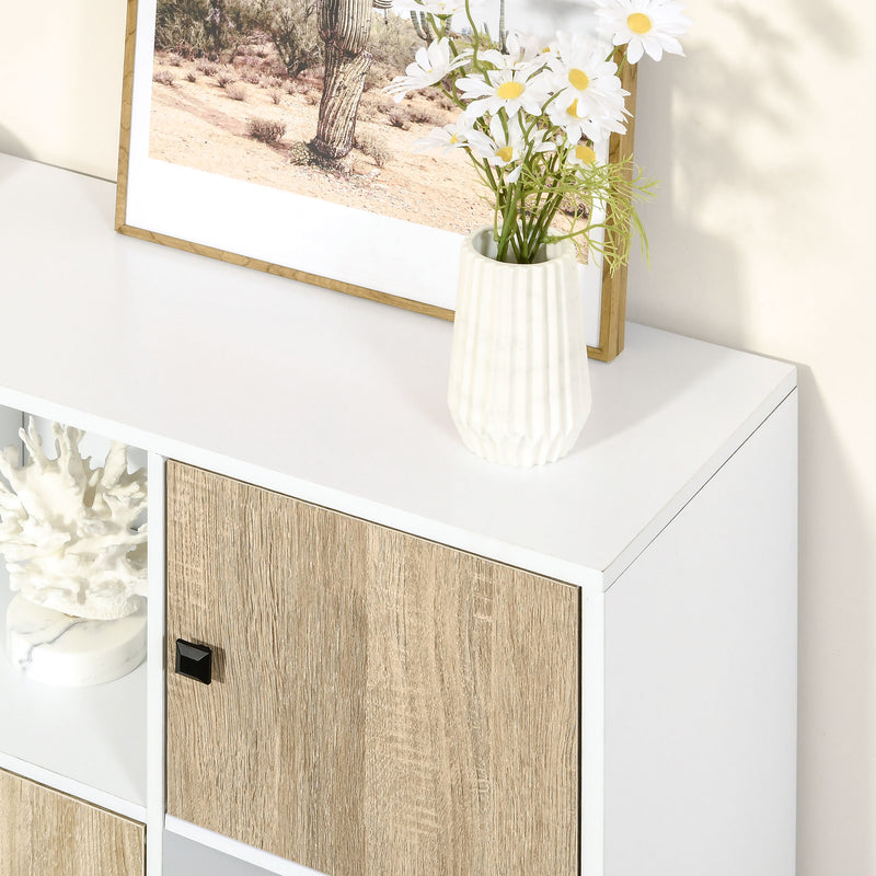 HOMCOM Bookcase, Display Cabinet with 6 Storage Cubes for Living Room Natural