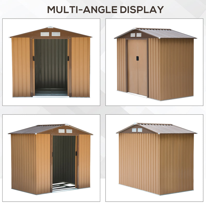 Outsunny Garden Shed Storage Unit w/Locking Door Floor Foundation Vent Yellow