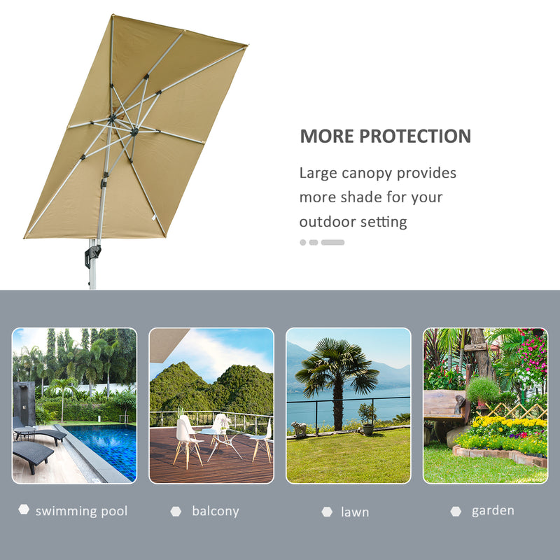 Outsunny 3(m) Cantilever Roma Parasol w/ Crank & Tilt, 360°Rotating, Beige