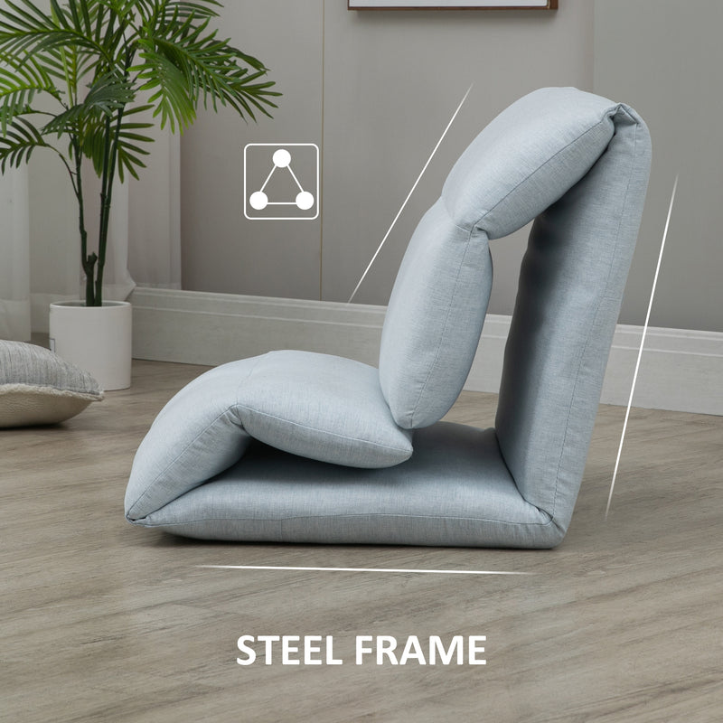 HOMCOM Adjustable Floor Chair with Back Support for Gaming Meditation Blue