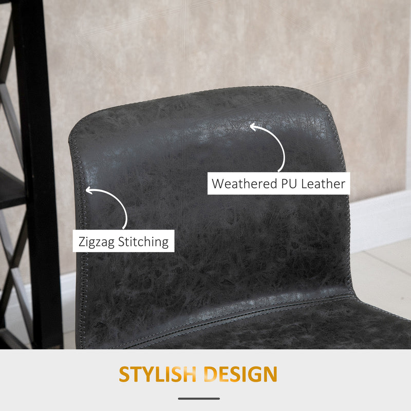 HOMCOM Retro Barstools Set of 2 PU Leather Adjustable Height Swivel Bar Chairs