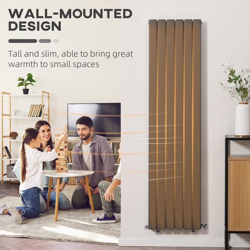 HOMCOM Vertical Designer Radiator Wall-mounted Heater for Bedroom Study Grey