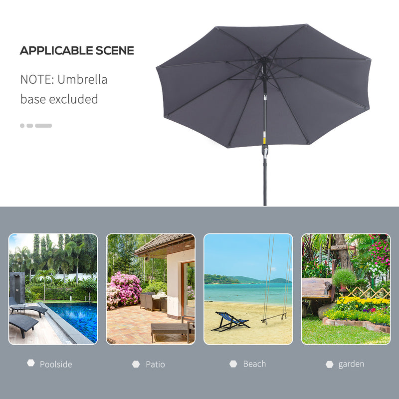Outsunny 2.7M Patio Umbrella Outdoor Sunshade Canopy w/ Tilt and Crank Grey