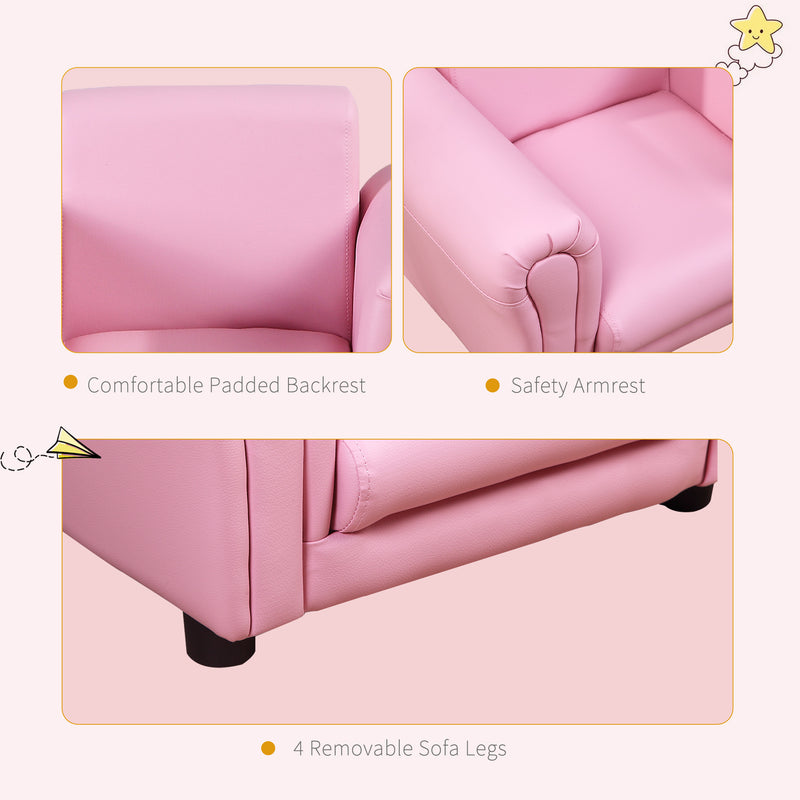 HOMCOM Kids Sofa Chair Set Armchair Seating Seat Bedroom Playroom Stool Pink