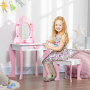 ZONEKIZ Kids Vanity Set w/ Mirror, Drawer, Cute Patterns, for Girls - Pink