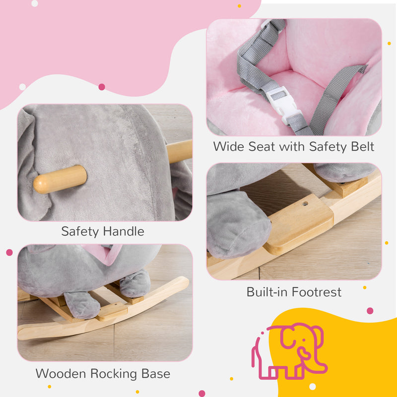 HOMCOM Baby Rocking Horse Elephant Rocking Chair Rocker Toy, for 18-36 Months