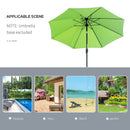 Outsunny 2.7M Patio Umbrella Outdoor Sunshade Canopy w/ Tilt and Crank Green
