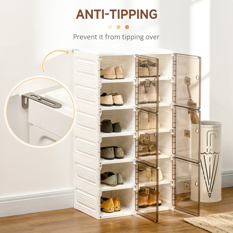HOMCOM Plastic Shoe Storage Cabinet Cube Shoe Storage Organizer for Bedroom
