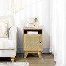 HOMCOM Nightstand, Rattan Bedside Table, Sofa Side Table w/ Drawer and Shelf