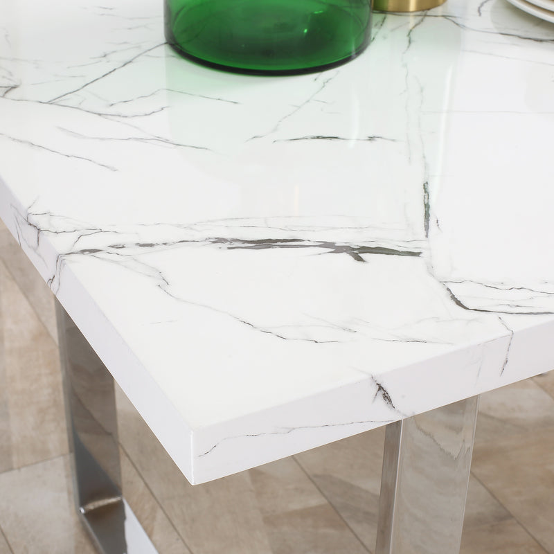 HOMCOM 160 cm Rectangular Dining Table Kitchen Table for 6-8 People White