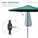 Outsunny 2.67m Patio LED Umbrella with Push Button Tilt/Crank 8 Ribs Green