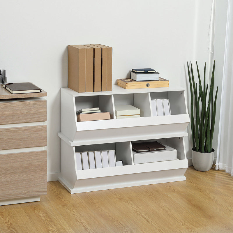 HOMCOM 3 Compartments Storage Cabinet for Living Room, Nursery Room, Hallway