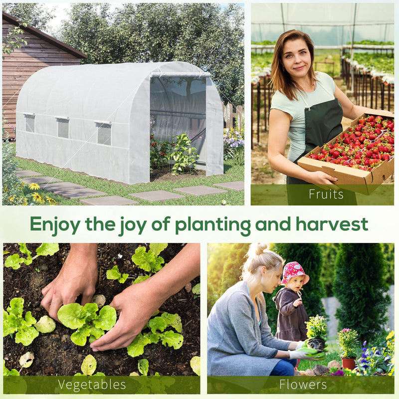 Outsunny 4.5 x 2M Walk-in Polytunnel Greenhouse for Garden, Galvanised Steel
