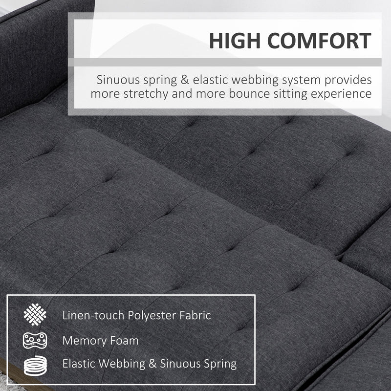 HOMCOM Upholstered Sofa bed 3 Seater Home Theater with Storage Grey
