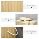 HOMCOM 100L Bamboo Laundry Basket w/ 2 Compartments Washing Baskets Natural