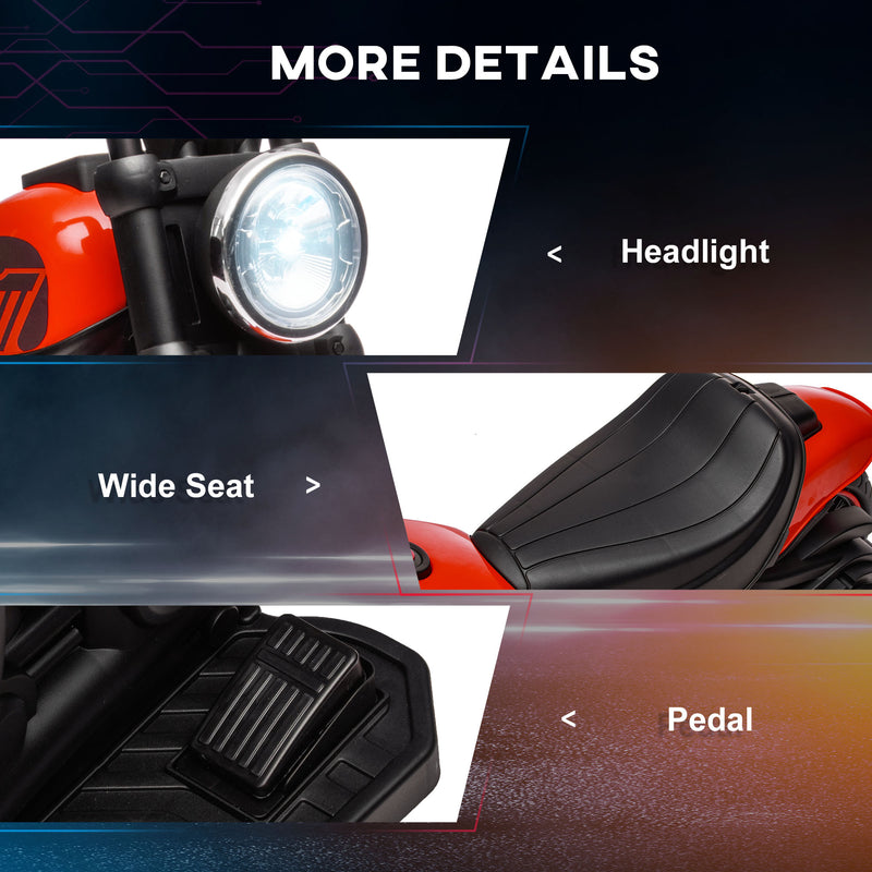 HOMCOM 6V Electric Motorbike with Training Wheels, One-Button Start - Red
