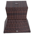 Outsunny Rattan Wicker Tea Coffee Table w/ Umbrella Hole Storage Space Brown