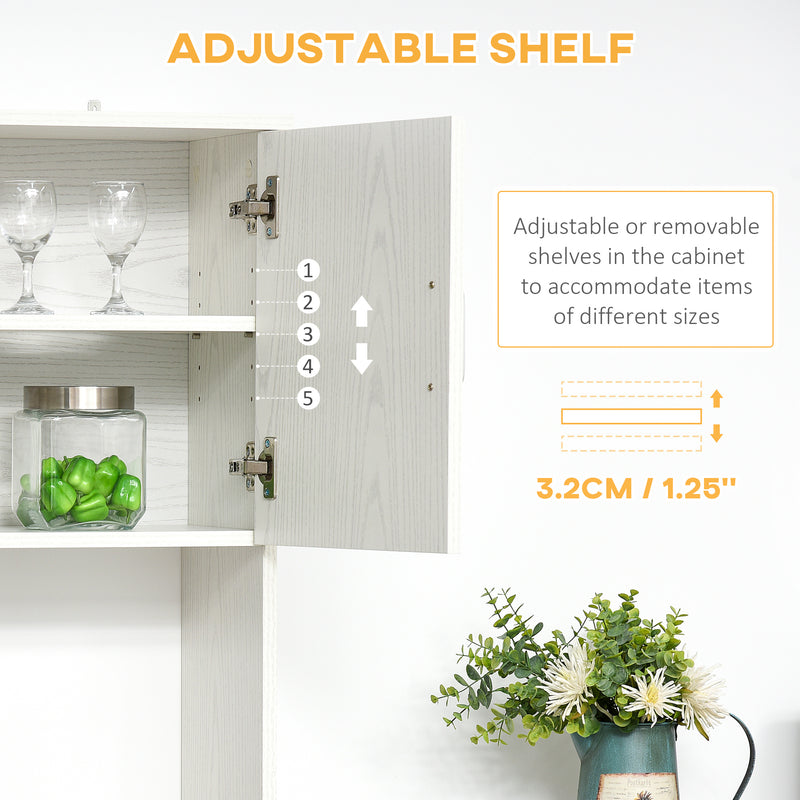 HOMCOM Kitchen Cupboard with Hutch Pantry Storage Cabinet Hutch Microwave Shelf