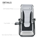 Outsunny Zero Gravity Lounger Folding Recliner Chair w/ Cup Holder Padded Pillow