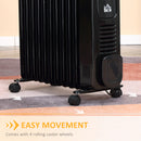 HOMCOM 2720W Oil Filled Portable Radiator Heater W/ Remote Control - Black