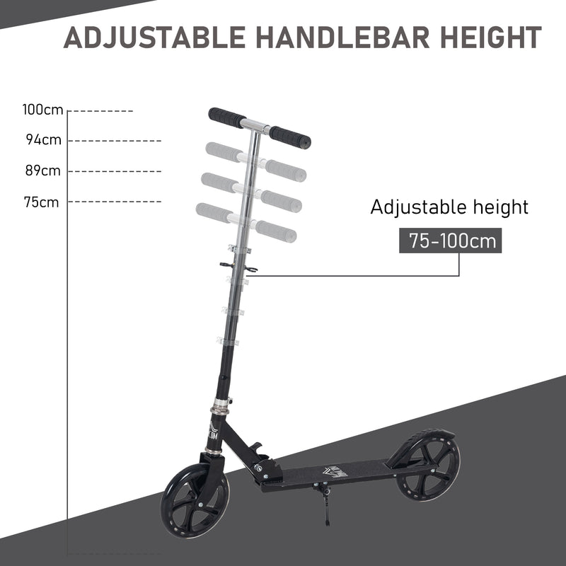 HOMCOM Kids Scooter Ride On Toy Height Adjustable For 7-14 Years, Black