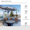 Outsunny 2.7m Garden Cantilever Banana Parasol Sun Shade w/ Crank, Dark Grey