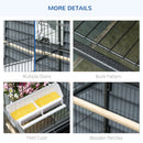 PawHut Large Bird Cage Budgie Cage for Finch Canaries Parrot with Stand Grey