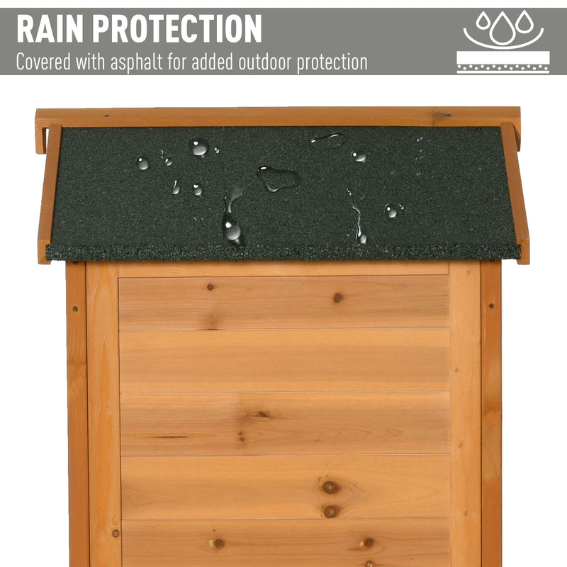 Outsunny 74x55x155cm Garden Storage Shed Cabinet 2 Shelves Hooks Lock Yellow
