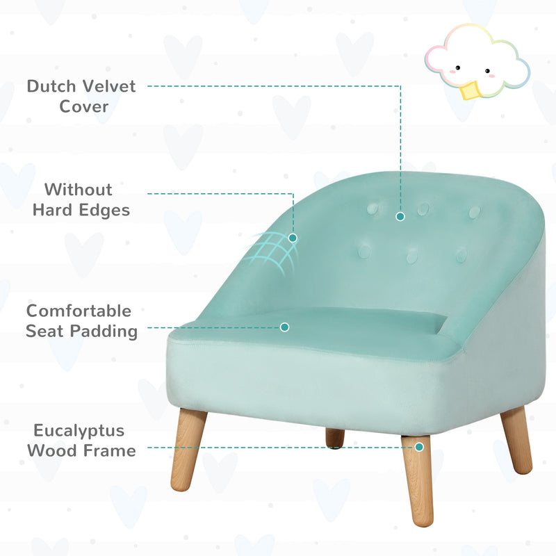 HOMCOM Toddler Chair 2pcs Kids Sofa Set Sofa & Ottoman for 3-5 years old Blue