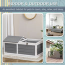 PawHut Wooden Tortoise House, Small Pet Reptile with Hide Shelter Den and Run