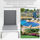 Outsunny Chaise Patio Lounge with 5-Level Adjustable Back Wheels Texteline Grey