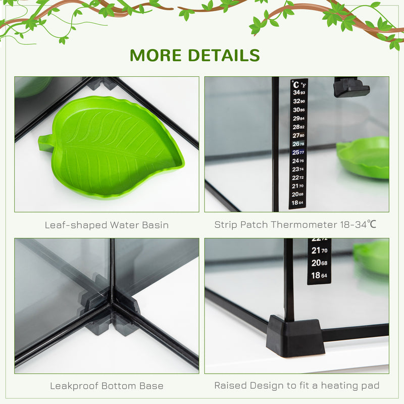 PawHut Glass Reptile Terrarium Habitats for Lizards, Frogs, Snake 50 x 30 x 25cm