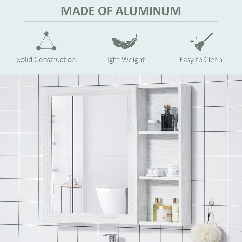 kleankin Bathroom White Cabinet Wall Mounted Storage Organiser w/ Mirrored Door