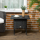 Outsunny PE Rattan Outdoor Coffee Table, Easy Match Rattan Side Table, Black