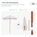 Outsunny Wooden Patio Umbrella Market Parasol Outdoor Sunshade Cream White