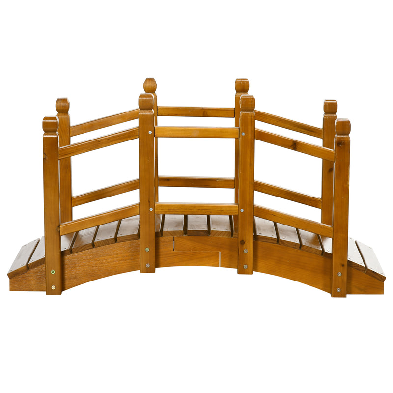Outsunny Garden Bridge with Safety Railings for Pond Creek Stream, Brown