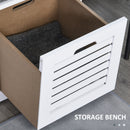 HOMCOM 3-Door Shoe Storage Bench Cushion Seat Slatted Doors Elevated Base White