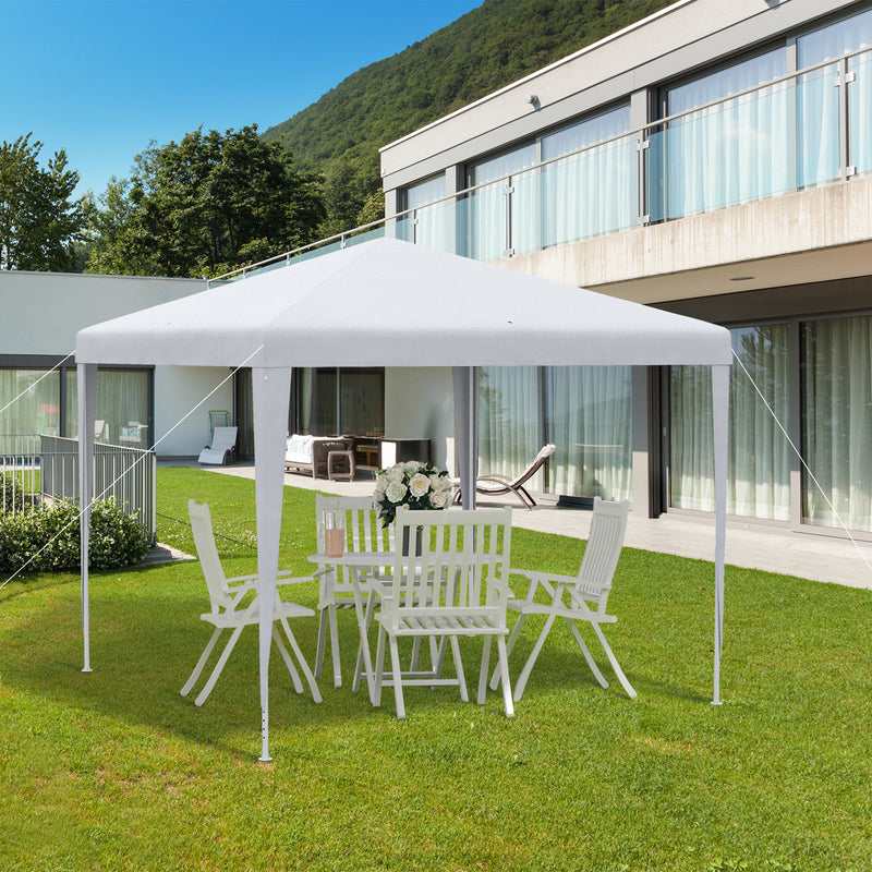 Outsunny Garden Gazebo Marquee Party Tent Wedding Canopy Patio White 2.7 x 2.7m