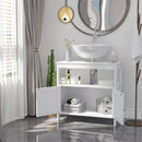 kleankin Bathroom Pedestal Under Sink Cabinet with Storage Shelves, Door, White
