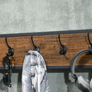 HOMCOM Coat Rack, Coat Stand with Shoe Storage, 5 Hooks for Hallway, Brown