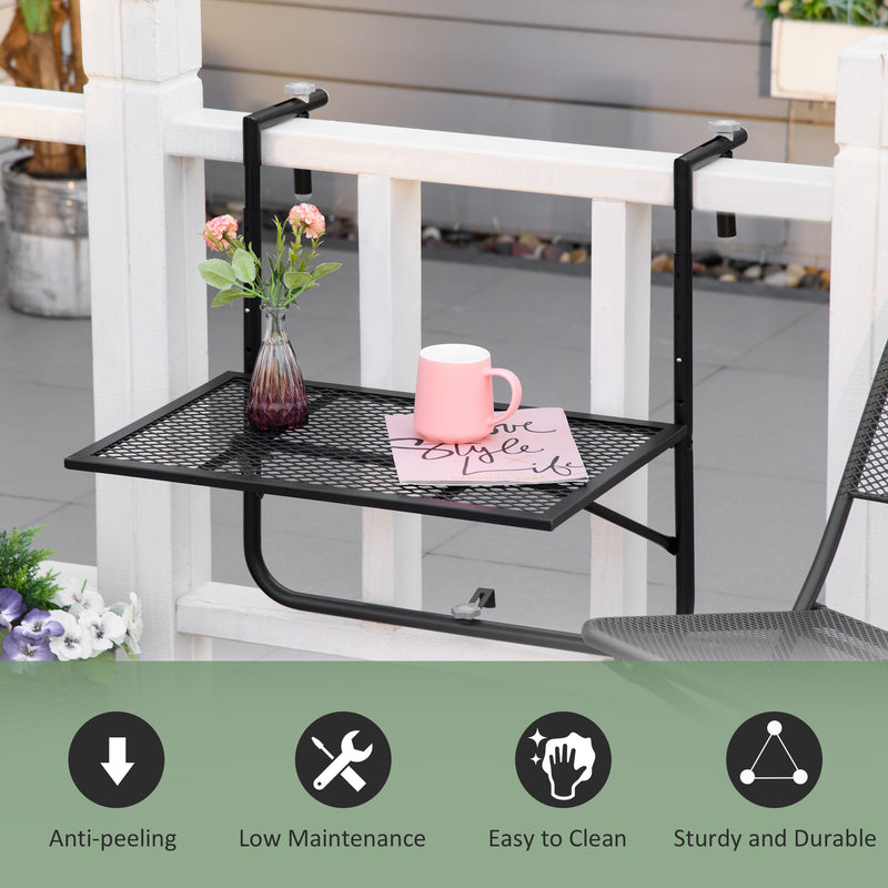 Outsunny Balcony Hanging Table Wall Mount Adjustable Folding Desk Patio Black